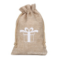 Candy wrapper custom printing logo Christmas small pouch jute drawstring gift bags